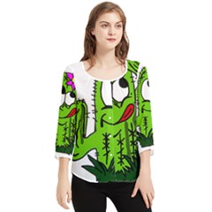 Cactus Chiffon Quarter Sleeve Blouse by IIPhotographyAndDesigns