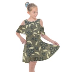 Folk Flowers Art Pattern  Kids  Shoulder Cutout Chiffon Dress by Eskimos