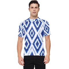 Blue Diamond Pattern Men s Short Sleeve Rash Guard by designsbymallika