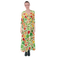 Vegetables Love Button Up Maxi Dress by designsbymallika