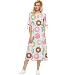 Donuts Love Bow Sleeve Chiffon Midi Dress by designsbymallika