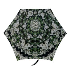 White Bush Repeats Mini Folding Umbrellas by kaleidomarblingart