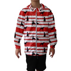 Doberman Dogs On Lines Kids  Hooded Windbreaker by SychEva