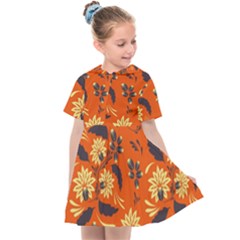 Folk Flowers Pattern  Kids  Sailor Dress by Eskimos