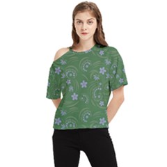 Folk Flowers Pattern Floral Surface Design One Shoulder Cut Out Tee by Eskimos