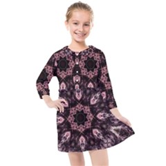 Rose Gold Mandala Kids  Quarter Sleeve Shirt Dress by MRNStudios