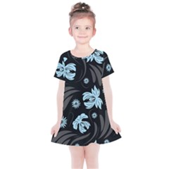 Folk Flowers Pattern Kids  Simple Cotton Dress by Eskimos