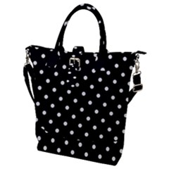 1950 Black White Dots Buckle Top Tote Bag by SomethingForEveryone