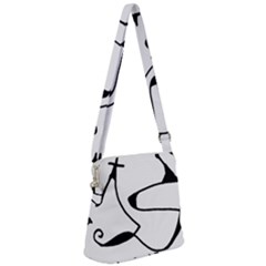 Black And White Abstract Linear Decorative Art Zipper Messenger Bag by dflcprintsclothing