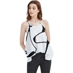 Black And White Abstract Linear Decorative Art Flowy Camisole Tank Top by dflcprintsclothing