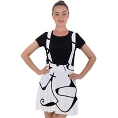 Black And White Abstract Linear Decorative Art Velvet Suspender Skater Skirt by dflcprintsclothing