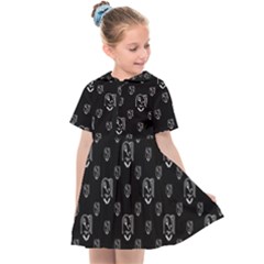 Funny Weird Monster Portrait Motif Pattern Kids  Sailor Dress by dflcprintsclothing