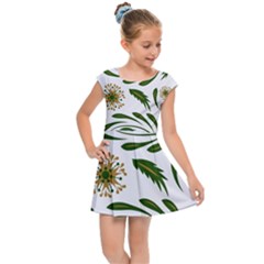 Folk Flowers Pattern Floral Surface Design Kids  Cap Sleeve Dress by Eskimos