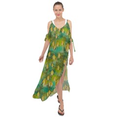 Love To The Flowers And Colors In A Beautiful Habitat Maxi Chiffon Cover Up Dress by pepitasart