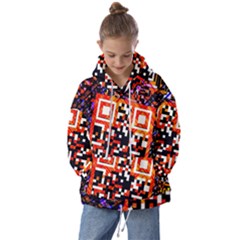 Root Humanity Bar And Qr Code In Flash Orange And Purple Kids  Oversized Hoodie by WetdryvacsLair