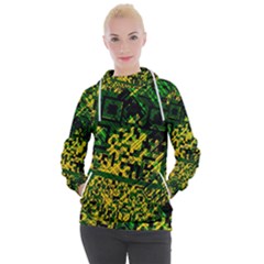 Root Humanity Bar And Qr Code Green And Yellow Doom Women s Hooded Pullover by WetdryvacsLair