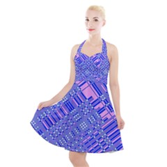 Root Humanity Barcode Purple Pink And Galuboi Halter Party Swing Dress  by WetdryvacsLair