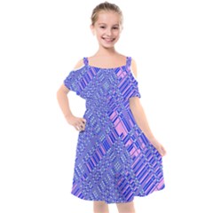 Root Humanity Barcode Purple Pink And Galuboi Kids  Cut Out Shoulders Chiffon Dress by WetdryvacsLair