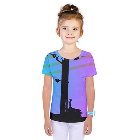 Vaporwave Wires And Transformer Kids  One Piece Tee by WetdryvacsLair