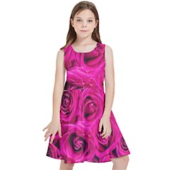 Pink-flowers-roses-background Kids  Skater Dress by Sapixe