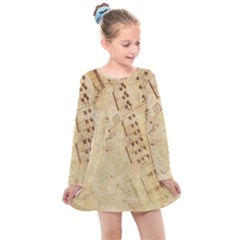 Music-melody-old-fashioned Kids  Long Sleeve Dress by Sapixe