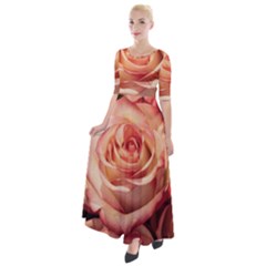 Roses-flowers-rose-bloom-petals Half Sleeves Maxi Dress by Sapixe