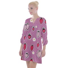 Juicy Strawberries Open Neck Shift Dress by SychEva