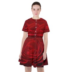 Rose-red-rose-red-flower-petals-waves-glow Sailor Dress by Sapixe