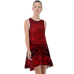 Rose-red-rose-red-flower-petals-waves-glow Frill Swing Dress by Sapixe