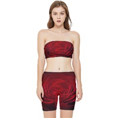 Rose-red-rose-red-flower-petals-waves-glow Stretch Shorts And Tube Top Set by Sapixe