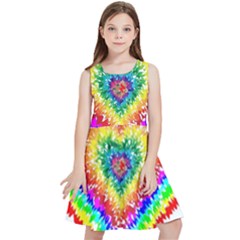 Tie Dye Heart Colorful Prismatic Kids  Skater Dress by Sapixe