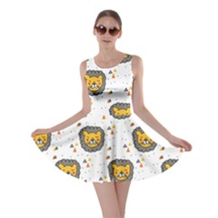 Lion Heads Pattern Design Doodle Skater Dress by Sapixe