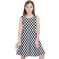 Black And White Checkerboard Background Board Checker Kids  Skater Dress by Sapixe