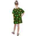 Turtle And Palm On Green Pattern Kids  One Piece Chiffon Dress View2