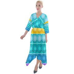 Pop It Pattern Quarter Sleeve Wrap Front Maxi Dress by Daria3107