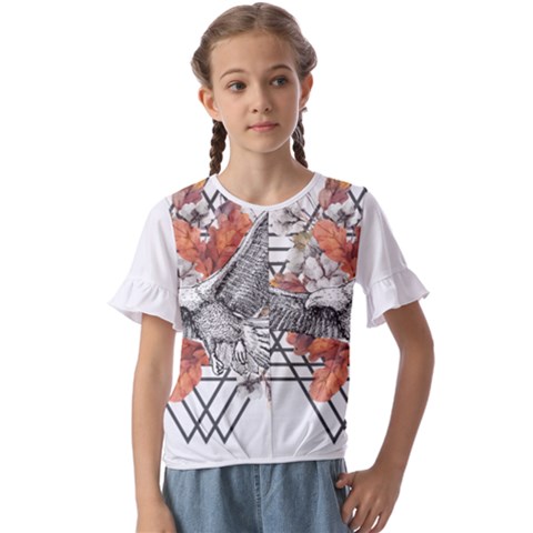 Boho Eagle  Kids  Cuff Sleeve Scrunch Bottom Tee by webstylecreations