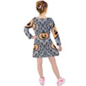 Pumpkin Pattern Kids  Long Sleeve Velvet Dress View2