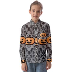 Pumpkin Pattern Kids  Long Sleeve Shirt by NerdySparkleGoth