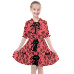 Cat Pattern Kids  All Frills Chiffon Dress by NerdySparkleGoth