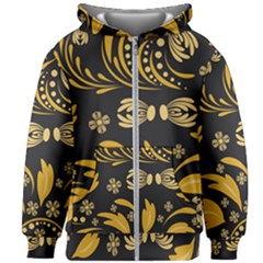 Folk Flowers Pattern Floral Surface Kids  Zipper Hoodie Without Drawstring by Eskimos