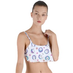 Cute And Funny Purple Hedgehogs On A White Background Layered Top Bikini Top  by SychEva