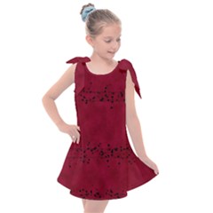 Black Splashes On Red Background Kids  Tie Up Tunic Dress by SychEva