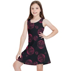 Red Sponge Prints On Black Background Kids  Lightweight Sleeveless Dress by SychEva