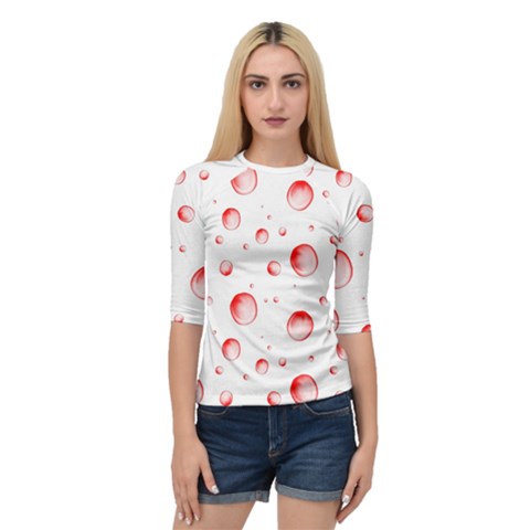 Red Drops On White Background Quarter Sleeve Raglan Tee by SychEva