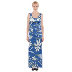 Folk Flowers Pattern Thigh Split Maxi Dress by Eskimos