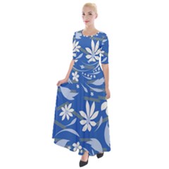 Folk Flowers Pattern Half Sleeves Maxi Dress by Eskimos