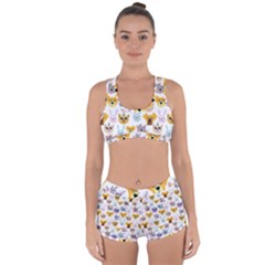 Funny Animal Faces With Glasses On A White Background Racerback Boyleg Bikini Set by SychEva