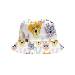 Funny Animal Faces With Glasses On A White Background Inside Out Bucket Hat (kids) by SychEva