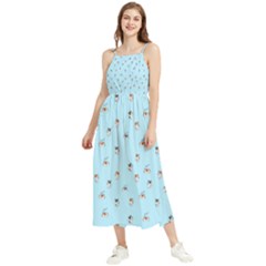 Cute Kawaii Dogs Pattern At Sky Blue Boho Sleeveless Summer Dress by Casemiro