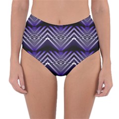 Digital Waves Reversible High-waist Bikini Bottoms by Sparkle